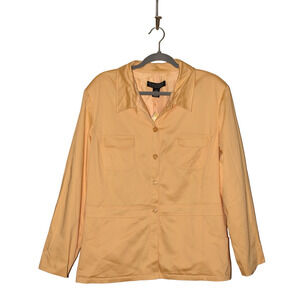 DIALOGUE NEW $99 Stretch Cotton Button-Up Shirt Jacket Yellow Size‎ 22W